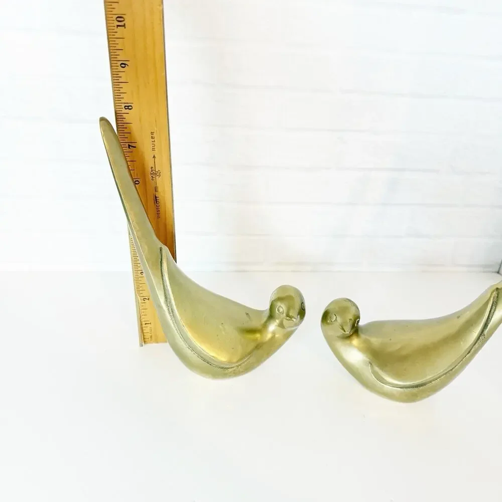 Vintage MCM Brass Mourning Doves Set of 2 Figurines 8